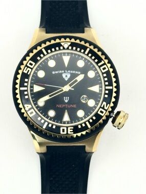 Swiss Legend Men’s Neptune Quartz Dive Watch Silicone Band